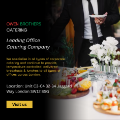 This ia a London-based office catering company called Owen Brothers Catering. The company offers a variety of breakfast and lunch options, including hot and cold food selections. They also offer vegan selections. Owen Brothers Catering prides itself on its professionalism and customer satisfaction.


