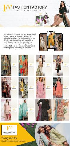 Fashion Factory is a leading supplier of Indian and Pakistani dresses, featuring a wide range of designs that are suitable for all occasions. Whether you want a party outfit or a wedding dress, we will satisfy your taste with an amazing collection at affordable prices.Fashion Factory is a leading online retailer of high-quality Pakistani and Indian traditional dresses. We offer a variety of options to suit your style and preferences. Whether it's a wedding, engagement party or just a casual get together, we have the perfect outfit for you!



