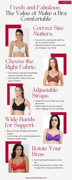 Candour London, a brand revolutionising undergarments for Gen Z, aims to make bras comfortable by using the right materials and padding. Their padded bras feature the right thickness of padding from soft materials, making them invisible and comfortable.
https://www.candourlondon.com/blogs/news/how-to-make-a-bra-comfortable