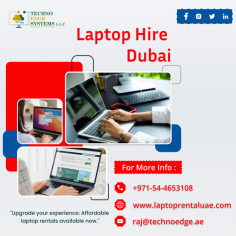 Techno Edge Systems LLC offers cost-effective laptop rental services in Dubai. Contact us at +971-54-4653108 for flexible rental options and superior customer service. Laptop Hire Dubai. For more information visit our website - https://www.laptoprentaluae.com/laptops-for-rent-dubai/
