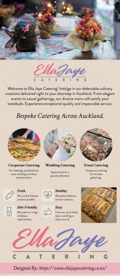Ella Jaye Catering is your go-to choice for exceptional corporate catering in Auckland. We specialize in gourmet finger foods delivered in beautifully curated catering boxes. Our menu also features delicious salads and pastas all conveniently delivered to your location. Our mission is to serve healthy, delicious fare made from the freshest produce we can find. We want our clients to be able to relax, knowing everything is taken care of.