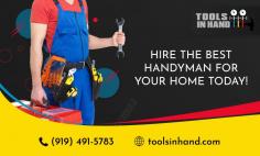 Get Professional Handyman Services Today!

Whether your water or fire damage is massive or small, our best handyman in Cary is available 24/7 to address the situation, so you don’t have to. Tools in Hand LLC has seasoned experts will respond fast armed with the tools and knowledge essential to revamp your property quickly. Drop a quote here!
