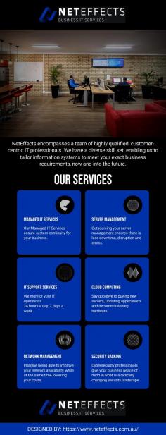 NetEffects encompasses a team of highly qualified, customer-centric IT professionals. We have a diverse skill set, enabling us to tailor information systems to meet your exact business requirements, now and into the future.