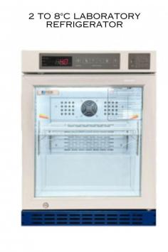  A laboratory refrigerator designed to maintain temperatures between 2 to 8°C is a specialized appliance crucial for storing temperature-sensitive materials in research, medical, and pharmaceutical settings.  Utilizes an electronic thermostat for efficient temperature control. 