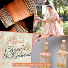 Peach Chooda & Kaleera

Dazzle in the elegance of tradition with our exquisite Peach Chooda and Kaleere combo from Dinshagna Daco. A perfect harmony of color and culture, adding a touch of grace to your special moments. 