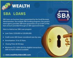 An SBA loan is a small business loan provided by banks and other lenders, but guaranteed by the U.S. Small Business Administration (SBA). This basically means the government reduces the risk for the lender, making it easier for some businesses to qualify for a loan and potentially get better terms.