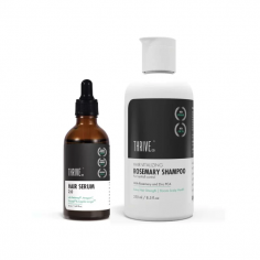Restorative hair growth kit with hair growth serum and hair vitalizing Rosemary Shampoo, the duo that stimulates the hair roots and enhances elasticity, is utilized to get rid of pattern hair loss, enhances elasticity of fragile hair, and makes the hair softer. It includes powerful ingredients.