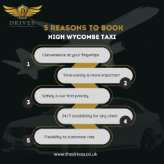 Convenience: High Wycombe taxis offer door-to-door service, making travel hassle-free.
Time-saving: Taxis can save you valuable time, especially during rush hours or when you're in a hurry.
Safety: Licensed taxi drivers undergo rigorous training and adhere to safety regulations, ensuring a secure journey for passengers.
24/7 availability: High Wycombe taxis operate round the clock, offering service day and night.
Flexibility: Taxis offer flexibility in terms of routes and stops, allowing you to customize your travel itinerary according to your preferences.

Visit Us:  https://www.thedrives.co.uk/
