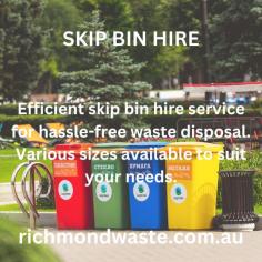 "Skip Bin Hire offers convenient waste disposal solutions for residential and commercial projects. Choose the right-sized bin, schedule delivery, fill it up, and we'll handle the rest, ensuring eco-friendly disposal and hassle-free cleanup