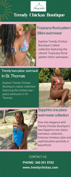 Trendychickas offers a vibrant collection of beachwear, epitomized by their standout piece: a trendy two-piece swimsuit. Inspired by the azure waters of St. Thomas, each design blends chic aesthetics with comfort. Perfect for fashion-forward individuals seeking style and sophistication under the sun, it's a must-have for any beach lover.