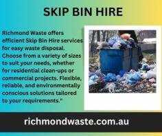 
"Richmond Waste offers efficient Skip Bin Hire services for easy waste disposal. Choose from a variety of sizes to suit your needs, whether for residential clean-ups or commercial projects. Flexible, reliable, and environmentally conscious solutions tailored to your requirements."

