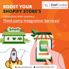 Enhance your Shopify store's capabilities with our Shopify integration services. Our expert team at CartCoders can help you streamline operations, improve customer experiences, and expand your market reach.

Optimize workflows, synchronize data, and boost efficiency with our professional services. Take your online presence to the next level and drive growth with our Shopify integration expertise.