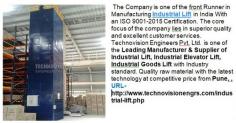 The Company is one of the front Runner in Manufacturing Industrial Lift in India With an ISO 9001-2015 Certification. The core focus of the company lies in superior quality and excellent customer services. Technovision Engineers Pvt. Ltd. is one of the Leading Manufacturer & Supplier of Industrial Lift, Industrial Elevator Lift, Industrial Goods Lift with Industry standard. Quality raw material with the latest technology at competitive price from Pune, Maharashtra, Karnataka, Telangana, Gujarat, Tamil Nadu, Andhra Pradesh, Delhi, India