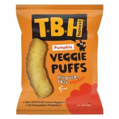 TBH Pumpkin Veggie Puffs Treats for Dogs is made using whole Pumpkin Powder, and 100% UPCYCLED all-natural Aussie veggies. Shop now at VetSupply.
