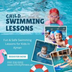 Looking for the perfect way to keep your child active and confident in the water? Infinity Fitness in Ajman offers top-quality swimming lessons designed just for kids. With experienced instructors and a friendly, safe environment, children learn essential swimming techniques, improve their strength and coordination, and gain important water safety skills. Our lessons make swimming fun and rewarding, helping kids develop both physically and mentally while enjoying every splash. Whether your child is a beginner or wants to refine their skills, we have the right program for them. Secure a spot now and watch your child grow into a strong, happy swimmer!