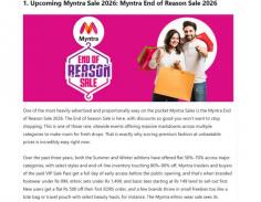 Check Myntra Sale Date for Exciting Fashion Offers
Myntra sale date updates help shoppers discover exciting discounts on clothing, footwear, accessories, beauty products, and more. Perfect for fashion enthusiasts planning their next shopping spree, sale events bring attractive deals, seasonal collections, and special promotions. Stay informed about the latest Myntra sale date to plan purchases, explore trending styles, and make the most of available online shopping offers.